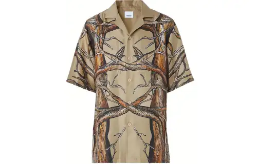 Burberry Shirts Men's Beige Cuban Collar Moderate Shirt