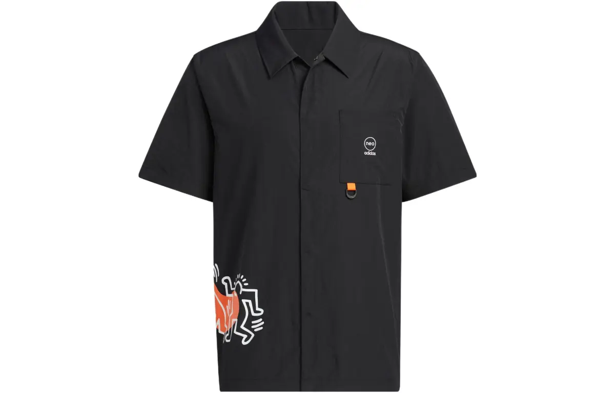 Adidas X Keith Haring Keith Haring Shirts Unisex Black Lapel Moderate Straight Fit