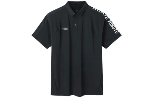 ANTA Polo Shirts Men's Black Polo Collar Moderate Straight Fit