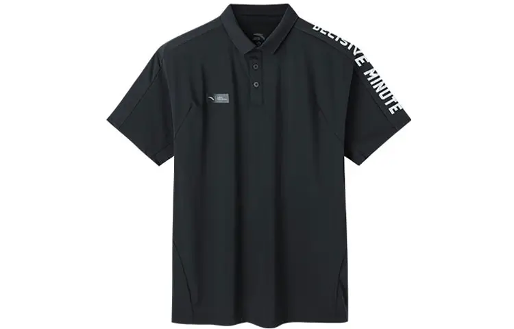 ANTA Polo Shirts Men's Black Polo Collar Moderate Straight Fit
