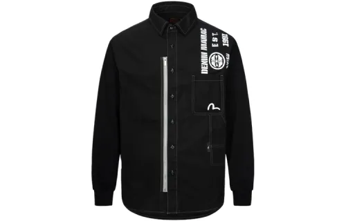 EVISU Shirts Men's Black Lapel Moderate Other