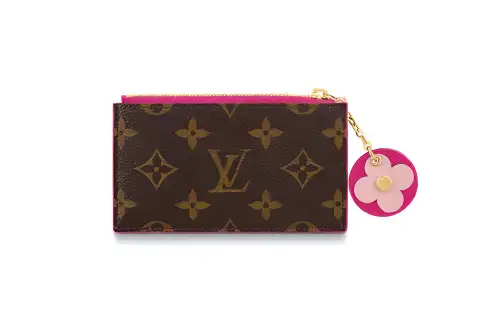 LOUIS VUITTON Soft Grain Cow Leather Card Holder Women's Brown/Pink Multicolor
