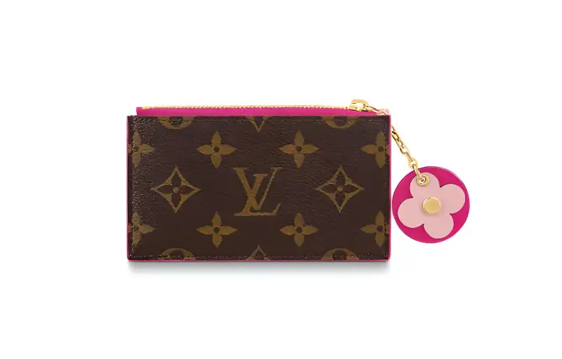 LOUIS VUITTON Soft Grain Cow Leather Card Holder Women's Brown/Pink Multicolor