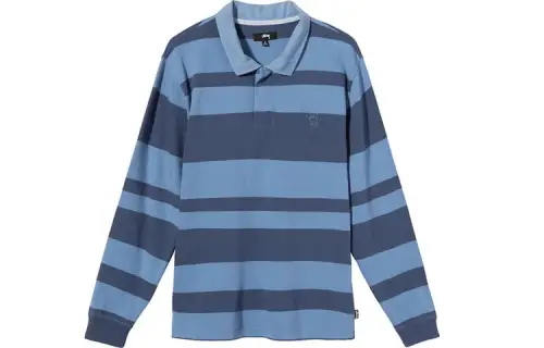 Stussy Polo Shirts Unisex Blue Polo Collar Moderate Straight Fit