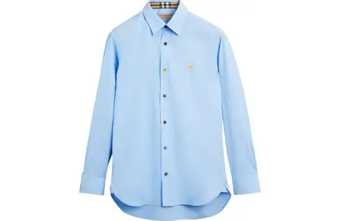 Burberry Shirts Men's Blue Lapel Moderate Shirt