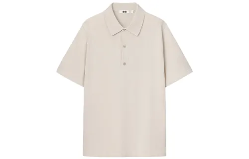 UNIQLO Polo Shirts Men's Light Beige Polo Collar Moderate Straight Fit
