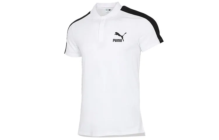 PUMA Polo Shirts Men's White Crew Neck Moderate Straight Fit