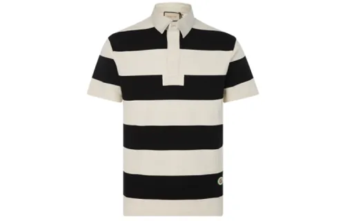 GUCCI Polo Shirts Men's Beige Yellow Polo Collar Moderate Straight Fit