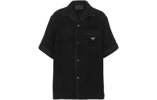 PRADA Shirts Men's Black Cuban Collar Moderate