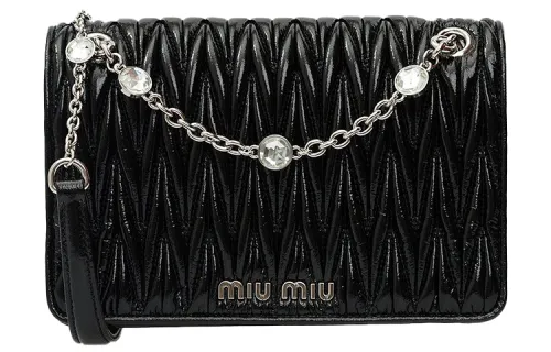 MIU MIU Leather Crossbody Bags Mini Women's Black