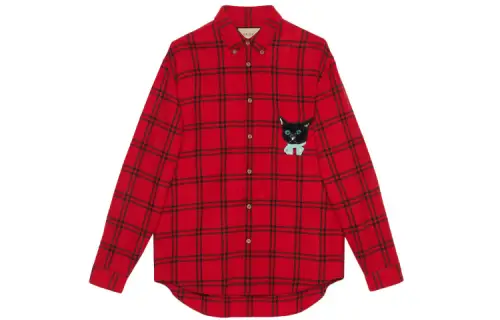 GUCCI Shirts Men's Red Lapel Moderate Other