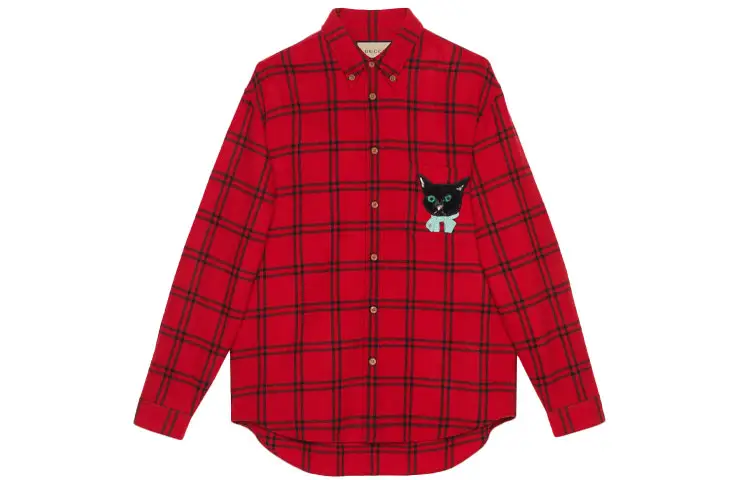 GUCCI Shirts Men's Red Lapel Moderate Other