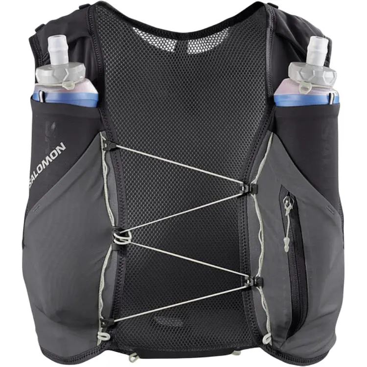 SALOMON 5L Multifunction Outdoor Bag, Hiking Backpack Comfortable And Portable Black & Stone Gray & Light Ice Green