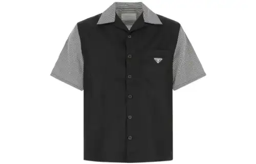 PRADA Shirts Men's Black Lapel Moderate Other