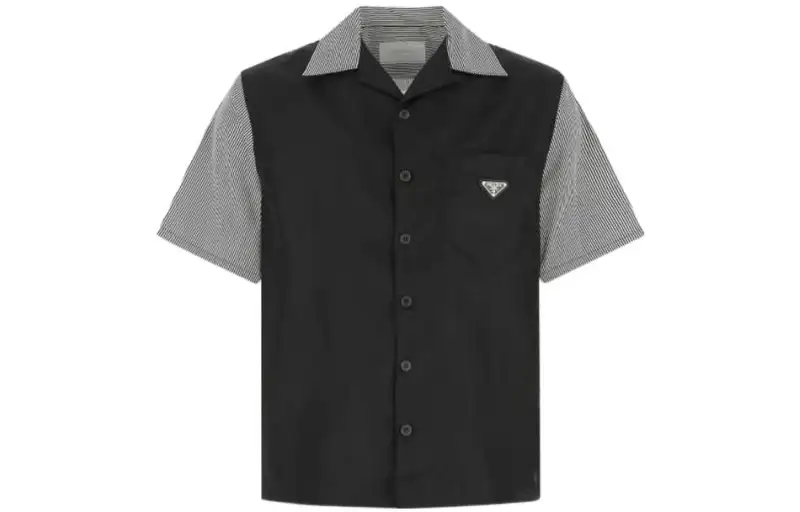 PRADA Shirts Men's Black Lapel Moderate Other