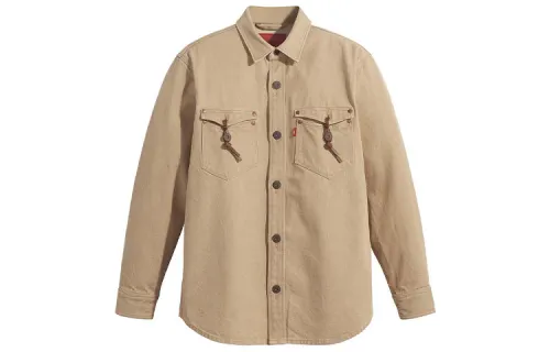 Levis Shirts Men's Khaki Pointed Collar Moderate Workwear