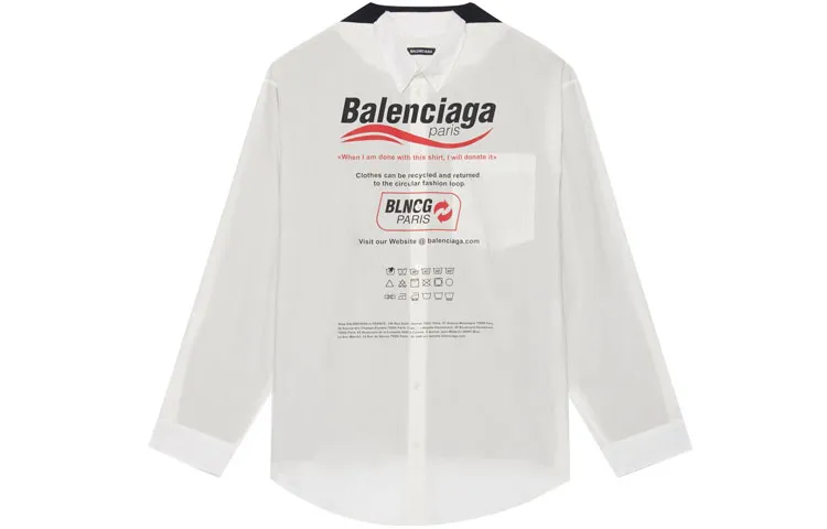 Balenciaga Shirts Men's White Pointed Collar Moderate Other