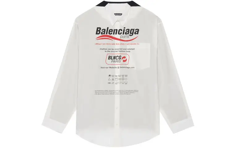 Balenciaga Shirts Men's White Pointed Collar Moderate Other