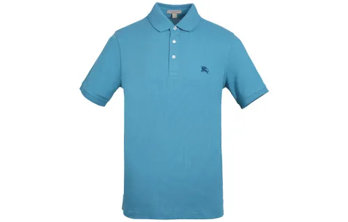 Burberry Men's Cotton Cobalt Embroidered Logo Polo