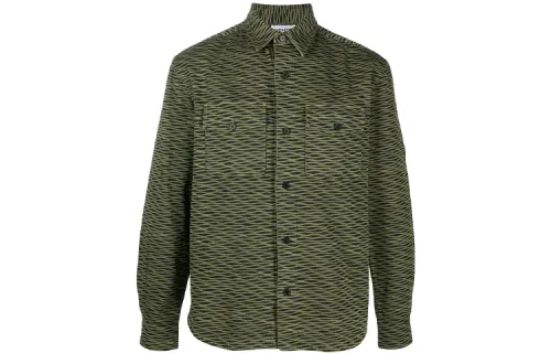 KENZO Shirts Men's Green Pointed Collar Moderate Shirt