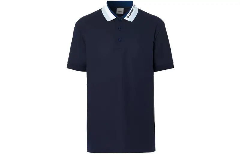 Burberry Polo Shirts Men's Marine Blue V Neck Moderate Other