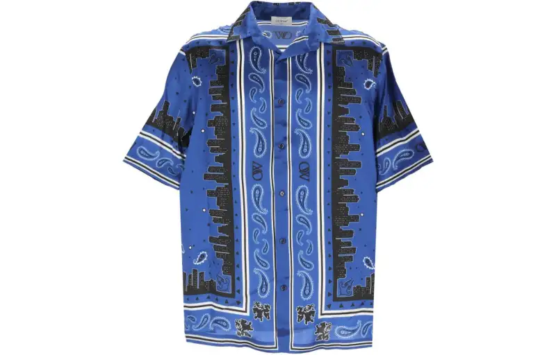 OFF-WHITE bandana-print satin shirt