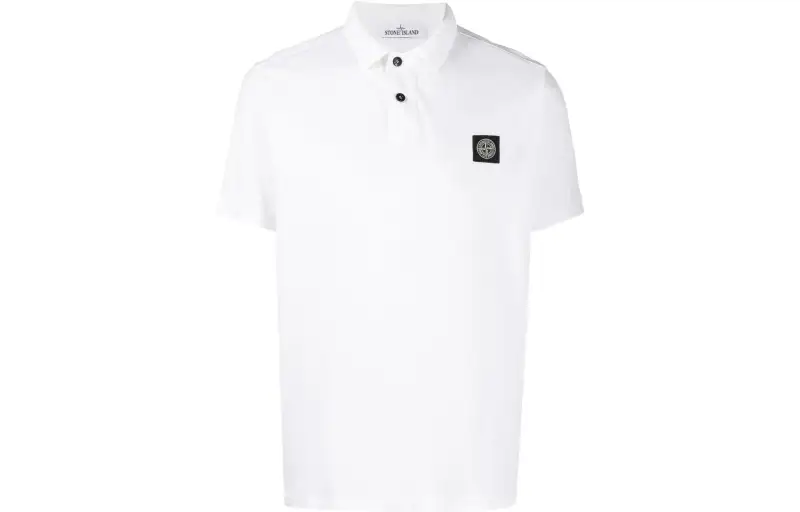 STONE ISLAND Polo Shirts Men's White Polo Collar Moderate Straight Fit