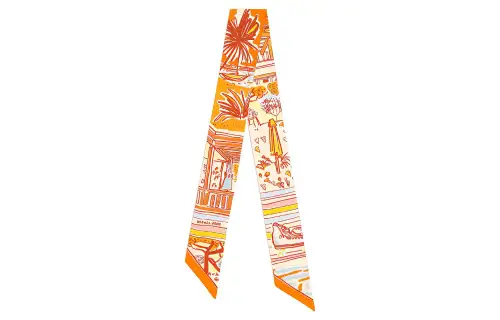 HERMES Twilly Silk Scarf Women's Orange