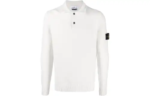 STONE ISLAND Polo Shirts Men's Gray White Polo Collar Straight Fit