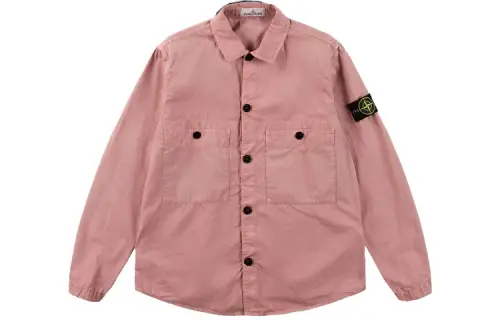 STONE ISLAND Shirts Men's Pink Square Collar Moderate Other