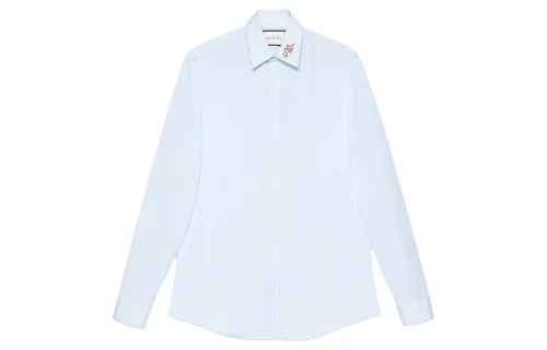 GUCCI Shirts Men's Light Blue Lapel Moderate Shirt