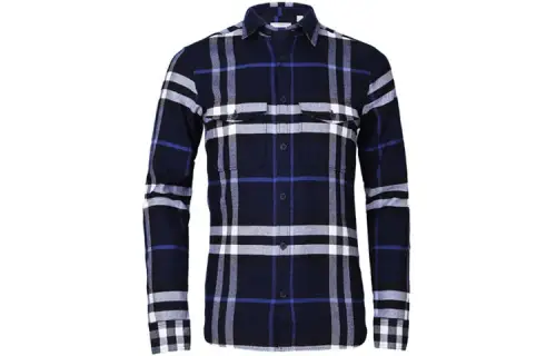 Burberry Shirts Men's Blue Gray Lapel Moderate Other