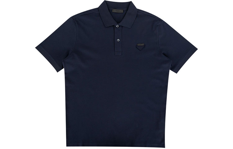 Мужская футболка Prada FW21 Logo Polo (темно-синяя)