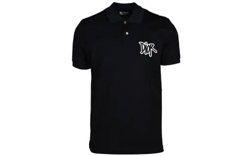 DIOR X Stussy Dior Quarterly New Products Polo Shirts Men's Black Polo Collar Moderate Straight Fit