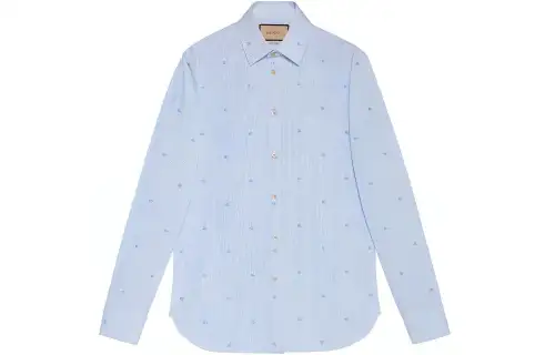GUCCI Shirts Men's Blue Lapel Moderate Shirt