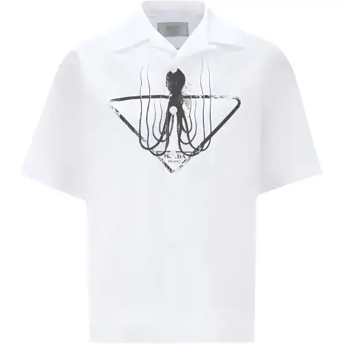 PRADA Shirts Men's White Lapel Moderate Other