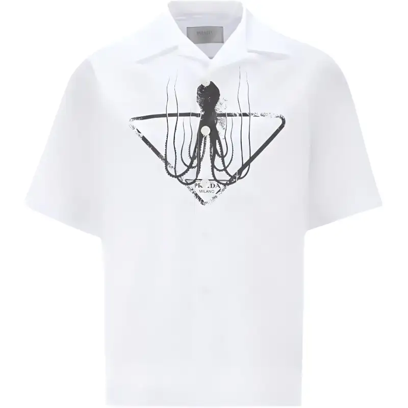 PRADA Shirts Men's White Lapel Moderate Other