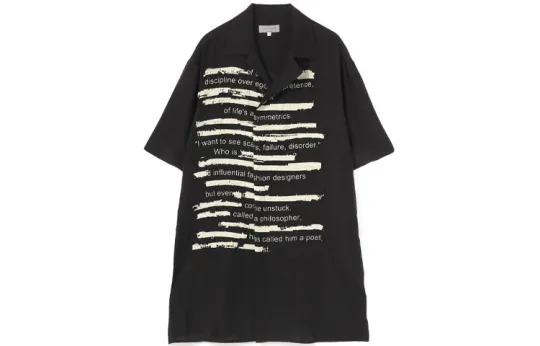 Yohji Yamamoto Shirts Men's Black Cuban Collar Moderate Shirt