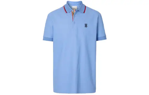 Burberry Polo Shirts Men's Blue Polo Collar Moderate Straight Fit