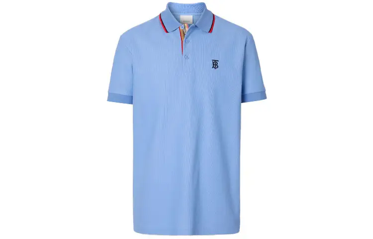 Burberry Polo Shirts Men's Blue Polo Collar Moderate Straight Fit