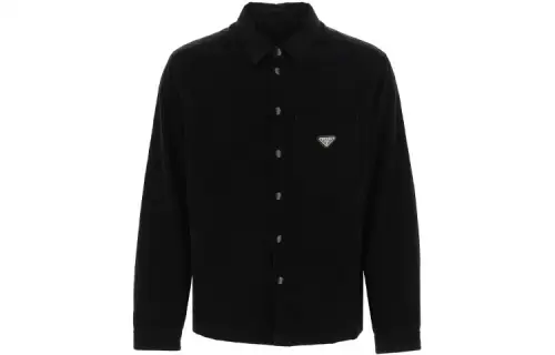 PRADA Shirts Men's Black Polo Collar Moderate Other