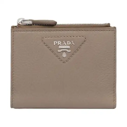PRADA Saffiano Leather Wallet Small Women's Gray