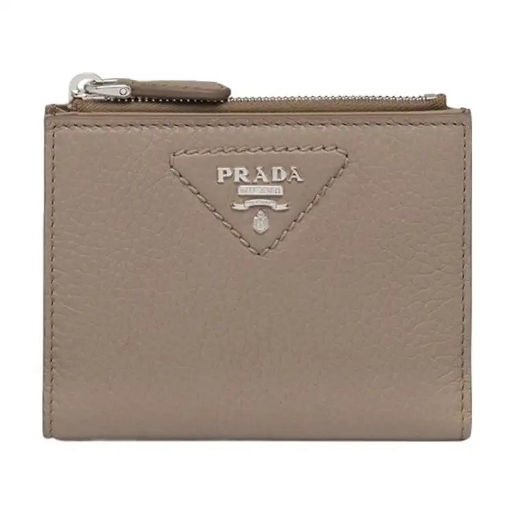 PRADA Saffiano Leather Wallet Small Women's Gray