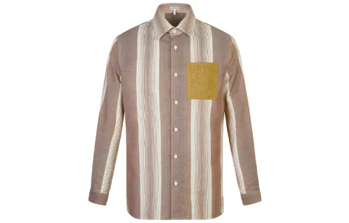 LOEWE Shirts Men's Brown Lapel Moderate Other