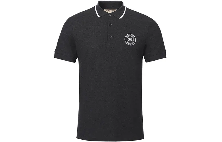 Burberry Polo Shirts Men's Black Square Collar Moderate Other