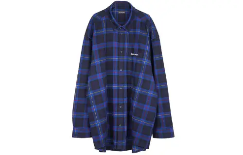 Balenciaga Shirt Men's Blue Black Plaid