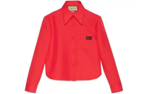 GUCCI Shirts Men's Red Pointed Collar Moderate Other