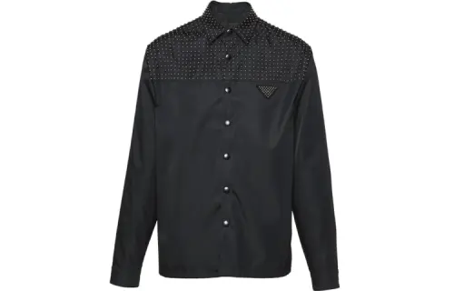 PRADA Shirts Men's Black Lapel Moderate Shirt