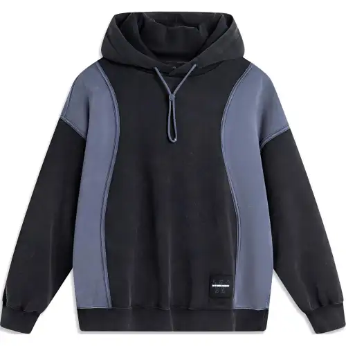 Li Ning Sweatshirts Men's 11302 Black Washed Hooded Moderate