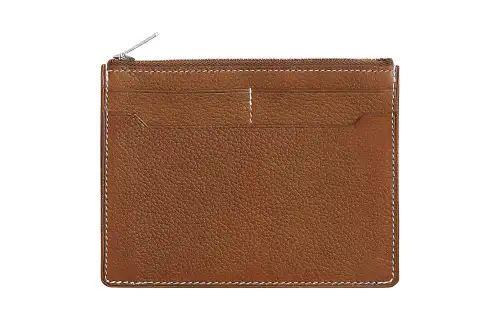 HERMES Barenia Faubourg Calfskin Wallet Women's 34 Fauve Light Tawny
